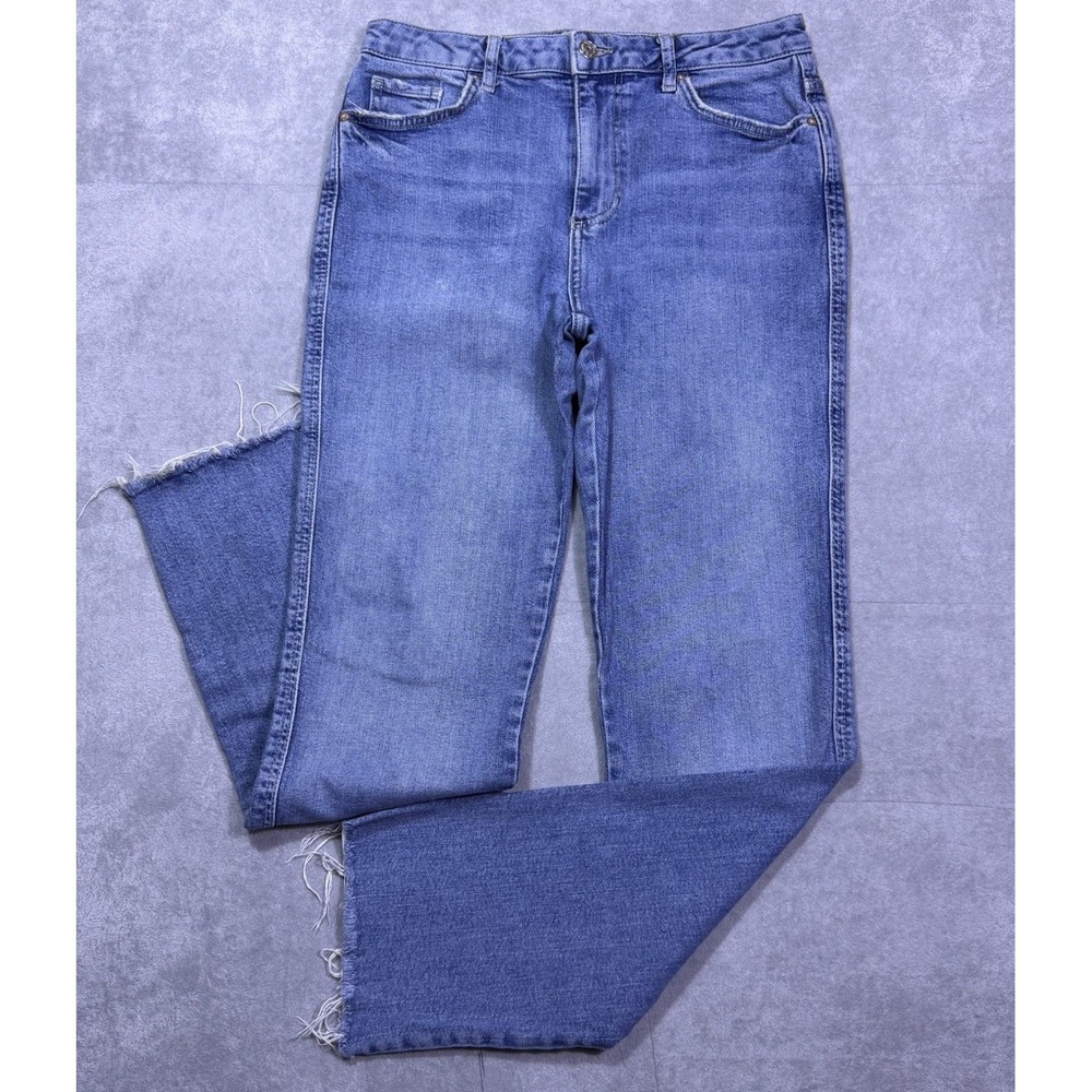 Free People Jeans Womens 28L (28x30) Straight Leg Highrise Fray Normcore USA